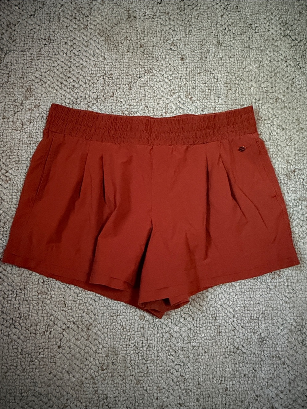 Calia Rust Red Pleated Pull-On Shorts